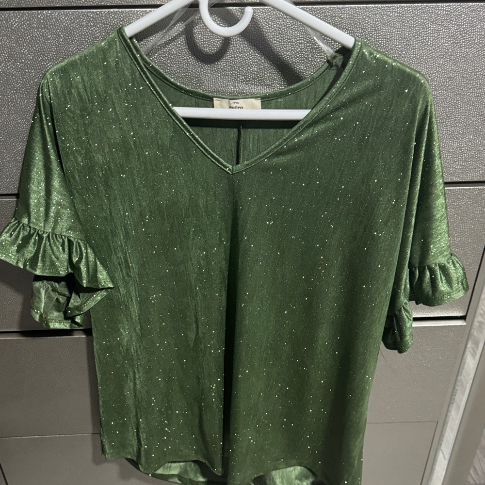 Entro Green Sparkle Short Sleeve Top